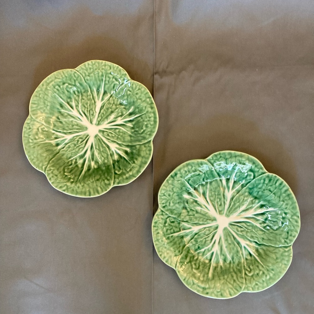 Bordallo Pinheiro Green Cabbage Luncheon Plates-Set of 2